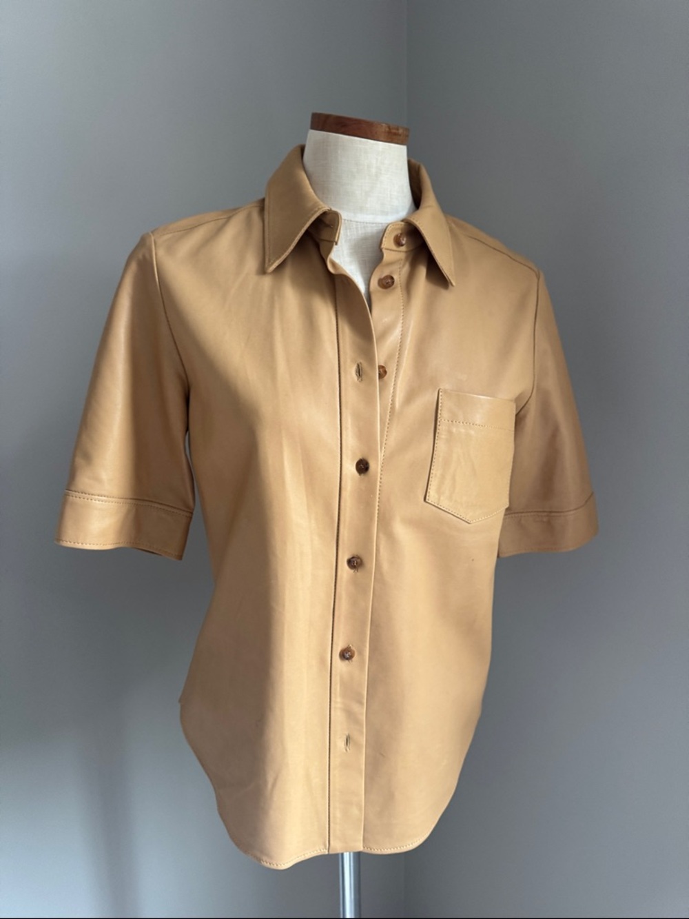 Frame denim leather shirt